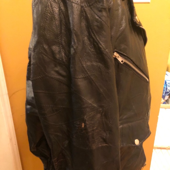 “God Bless America” Patchwork Leather Jacket Large - Picture 4 of 5